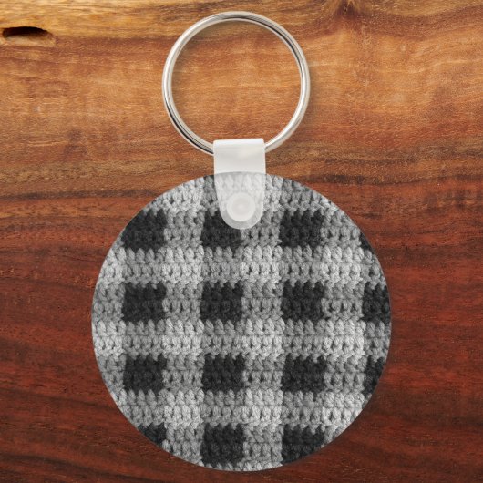 Black Grey Shades Business Pset Crochet Print op Sleutelhanger (Voorkant)