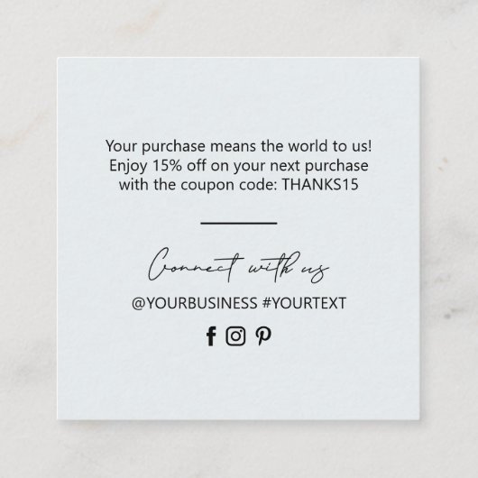 Black & Grey Simple Business Hartelijk dank voor t Vierkante Visitekaartje (Achterkant)