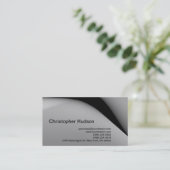 Black Grey Simple Plain Visitekaartje (Staand voorkant)
