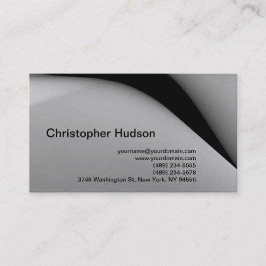 Black Grey Simple Plain Visitekaartje (Voorkant)