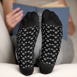 Black Grey Snowflakes Sokken