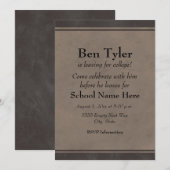 Black Grey Stripe Leaving for College Party nodigt Kaart (Voorkant / Achterkant)