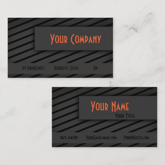 Black Grey Stripes Modern Trendy - Visitekaartje (Voorkant / Achterkant)
