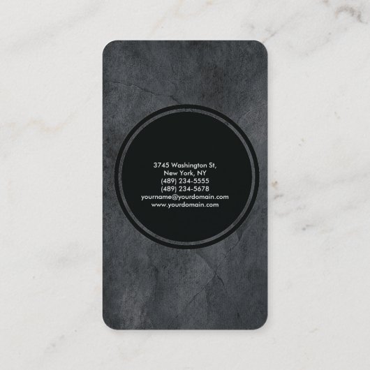 Black Grey Texture Modern Plain Professional Visitekaartje (Achterkant)