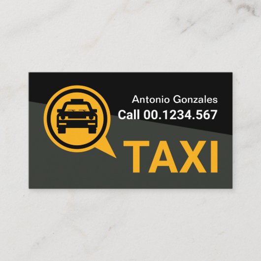 Black Grey Trapezium Yellow Taxi Visitekaartje (Voorkant)