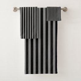Black Grey Vertical Stripes Striped Pattern Chic Bad Handdoek