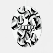 Black Grey volleyballen Een atleet naam KeeSake Metalen Ornament (Voorkant links)