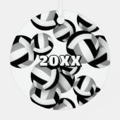 Black Grey volleyballen Een atleet naam KeeSake Metalen Ornament (Achterkant)