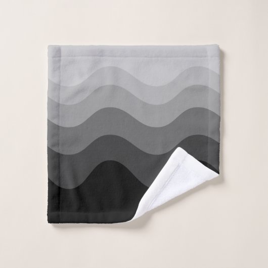 Black Grey Wavey Stripe Modern Bad Handdoek (Wasdoekje)