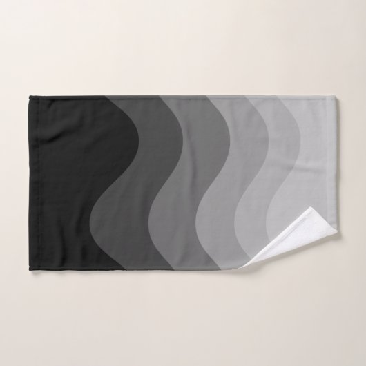 Black Grey Wavey Stripe Modern Bad Handdoek (Handdoek)
