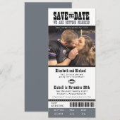 Black Grey Wedding Save the Date Football Ticket (Voorkant / Achterkant)