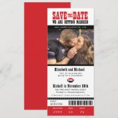Black Grey Wedding Save the Date Football Ticket (Voorkant / Achterkant)