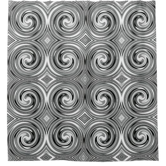 Black Grey White Abstract Swirl Pattern Douchegordijn (Voorkant)