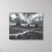 Black Grey White Charcoal Monument Valley Canvas Afdruk (Voorkant)