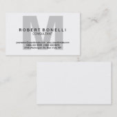 Black Grey White Charming Monogram Visitekaartje (Voorkant / Achterkant)