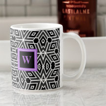 Black Grey White Cubism met Paarse monogram