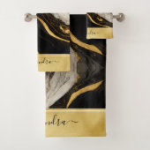 Black Grey White Gold Marble Luxury Modern Bad Handdoek (Insitu)