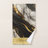 Black Grey White Gold Marble Luxury Modern Bad Handdoek (Handdoek)