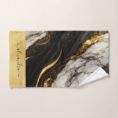 Black Grey White Gold Marble Luxury Modern Bad Handdoek (Handdoek)