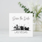 Black Grey White Las Vegas Wedding Save the Date Kaart (Staand voorkant)