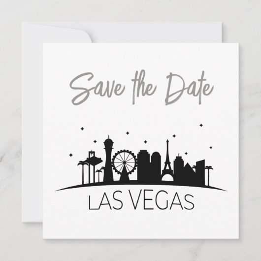 Black Grey White Las Vegas Wedding Save the Date Kaart (Voorkant)