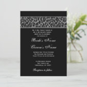 Black Grey White Leopard Wedding Invitation Kaart (Staand voorkant)