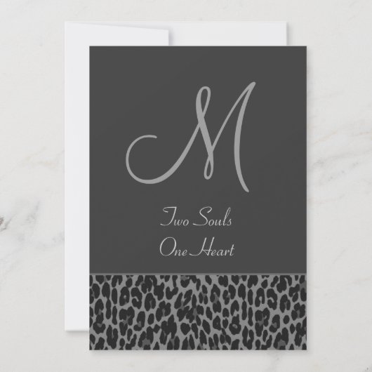 Black Grey White Leopard Wedding Invitation Kaart (Achterkant)