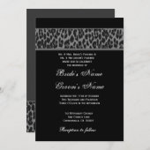 Black Grey White Leopard Wedding Invitation Kaart (Voorkant / Achterkant)