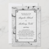 Black Grey White Marble Mardruged Wedding Invitati Kaart (Voorkant)