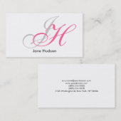 Black Grey White Monogram Simple Visitekaartje (Voorkant / Achterkant)