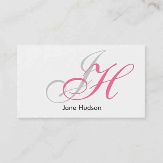 Black Grey White Monogram Simple Visitekaartje (Voorkant)