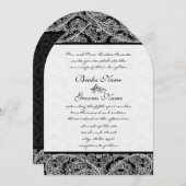 Black Grey White  Paisley Damask Weddings Kaart (Voorkant / Achterkant)