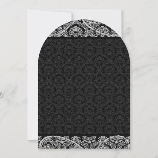 Black Grey White  Paisley Damask Weddings Kaart (Achterkant)