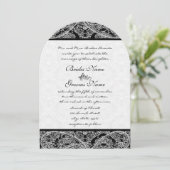 Black Grey White  Paisley Damask Weddings Kaart (Staand voorkant)