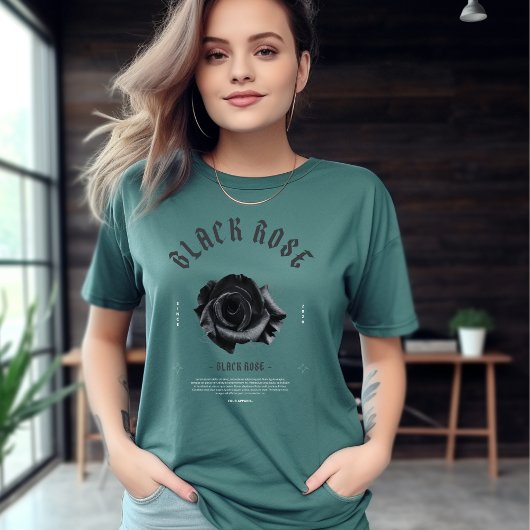 Black Grey White Typography Black Rozen T-Shirt