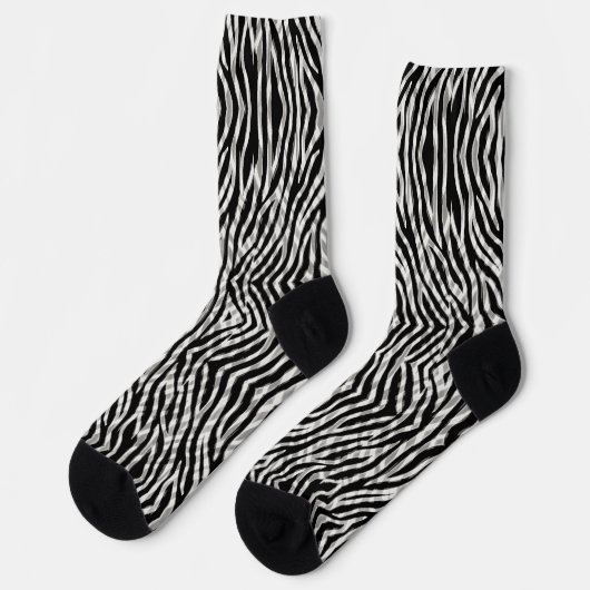 Black Grey Zebra Stripe Double Exposed Sokken (Links)