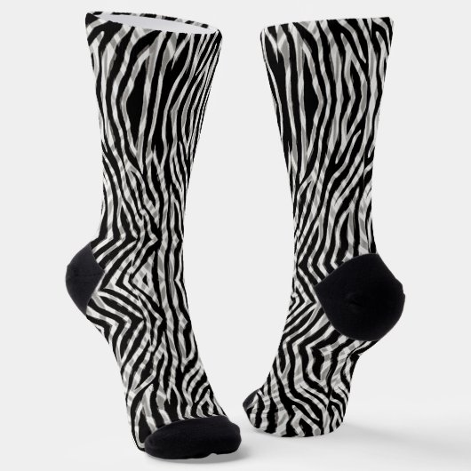 Black Grey Zebra Stripe Double Exposed Sokken (Gebogen)