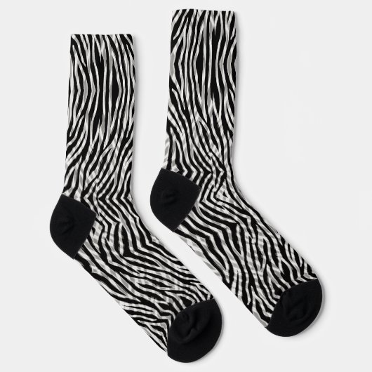 Black Grey Zebra Stripe Double Exposed Sokken (Rechts)