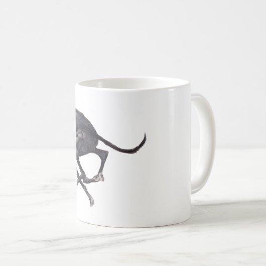 Black Greyhound Dog Art Mok (Voorkant rechts)