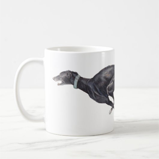 Black Greyhound Dog Art Mok (Links)