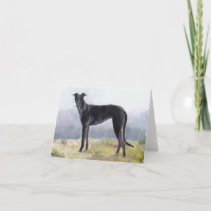Black Greyhound Dog Art Note Card Kaart