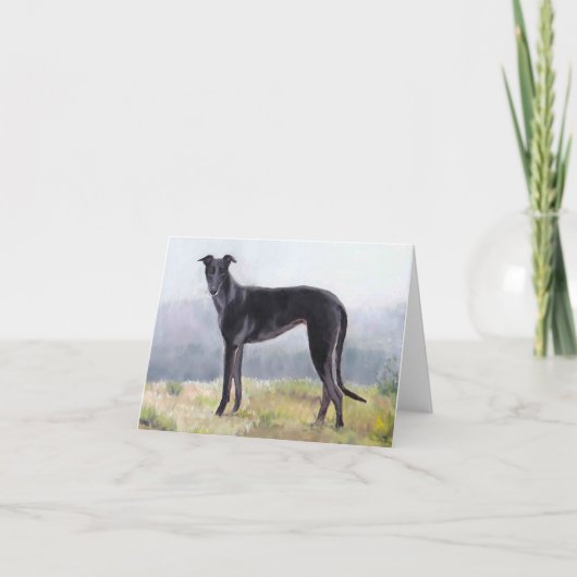 Black Greyhound Dog Art Note Kaart (Voorkant)