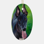 Black Greyhound Dog Art Ornament (Rechts)
