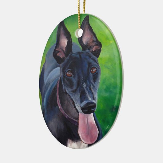 Black Greyhound Dog Art Ornament (Links)