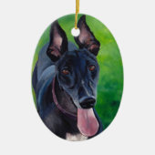 Black Greyhound Dog Art Ornament (Voorkant)