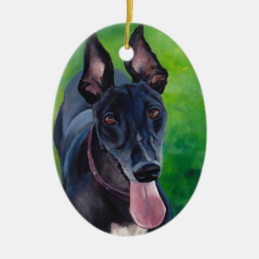 Black Greyhound Dog Art Ornament (Voorkant)