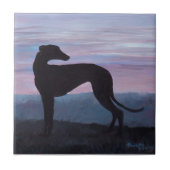 Black Greyhound Dog Art Silhouette Ceramic Tile Tegeltje (Voorkant)