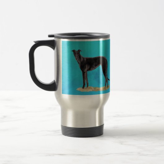 Black Greyhound Dog Art Travel Mug Reisbeker (Links)