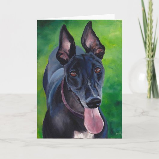 Black Greyhound Dog Art Wenskaart Kaart (Voorkant)