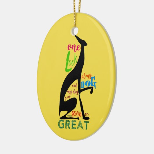 Black Greyhound Dog Silhouette Yellow Keramisch Ornament (Links)